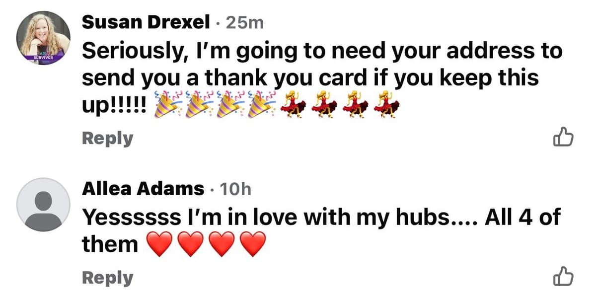 Testimonial from directors who love Admin4You — Susan says she wants to send a thank you card, Allea says she's in love with all 4 hubs